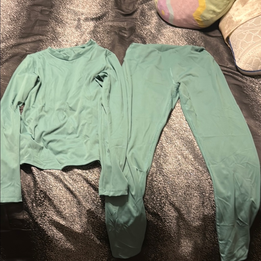 Teal Long Sleeve Top and Pants Set